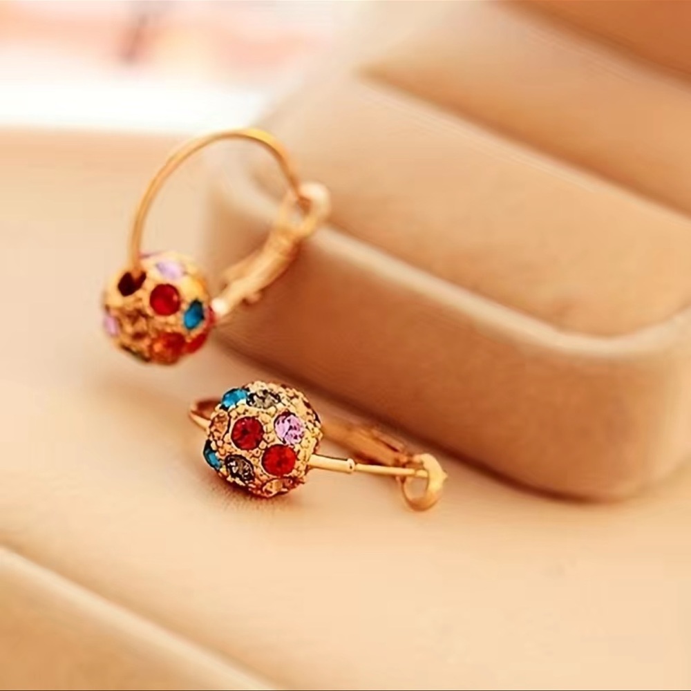 Elegant Spherical Dangle Gold Plated Sapphire Earrings